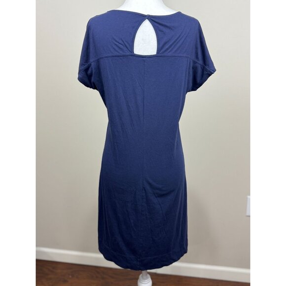 Lilly Pulitzer M Blue V-Neck Knee-Length Dress Back Keyhole 100% Pima Cotton - Picture 6 of 9
